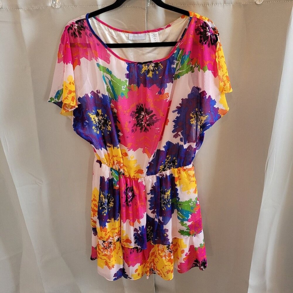 NYc Womens Dress Medium Colorful Cottagecore Floral Boho Layered‎ Fairy 16505